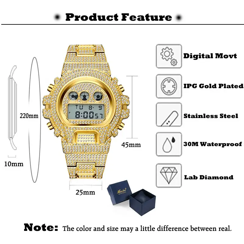 Men's Digital Quartz Watch Rose Gold for Men