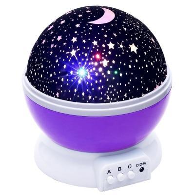 Stevvex LED starry night light projector lamp with purple dome and base for baby sleep room on Tampa Home & Garden Store