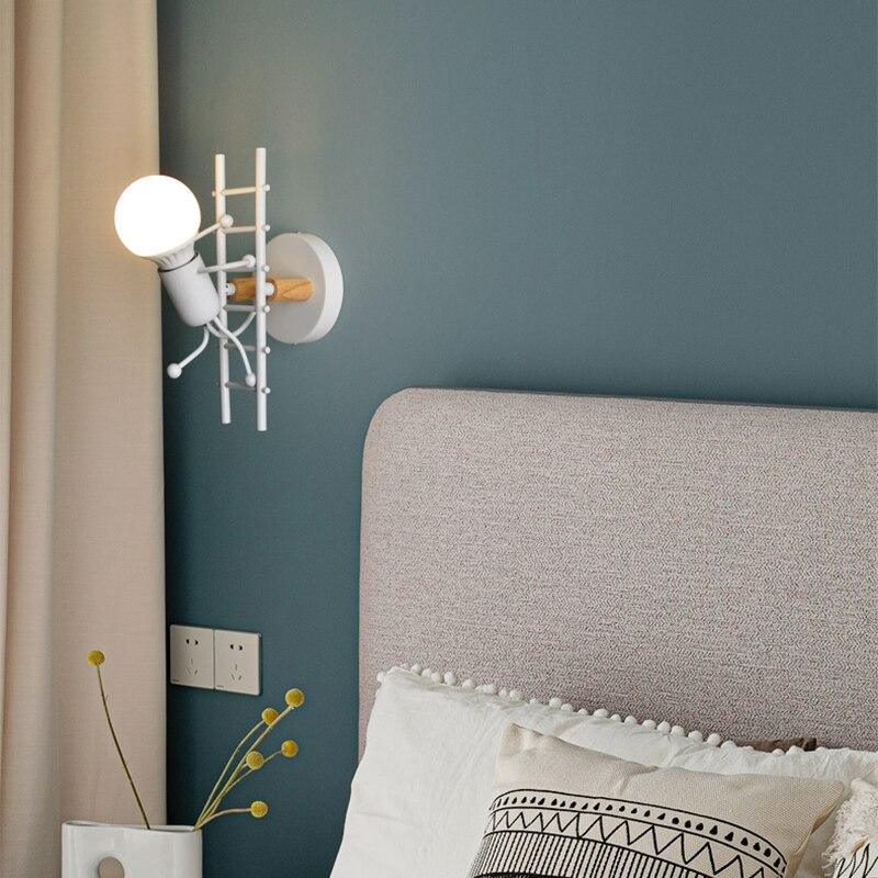 Wall sconce lamp with modern retro ladder design, white and wood accents, bedside Stevvex on Tampa Home & Garden Store