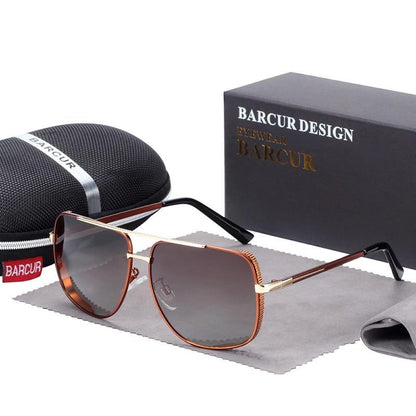 Stevvex square polarized sunglasses with gold-tone metal frame and gray lenses UV400 on Tampa Home & Garden Store
