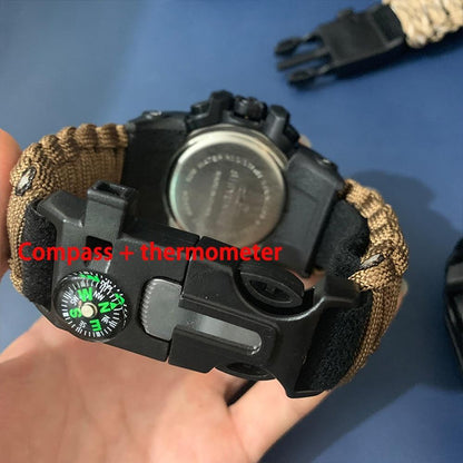 Stevvex survival men sports watch with compass, black watch and tan paracord strap on Tampa Home & Garden Store