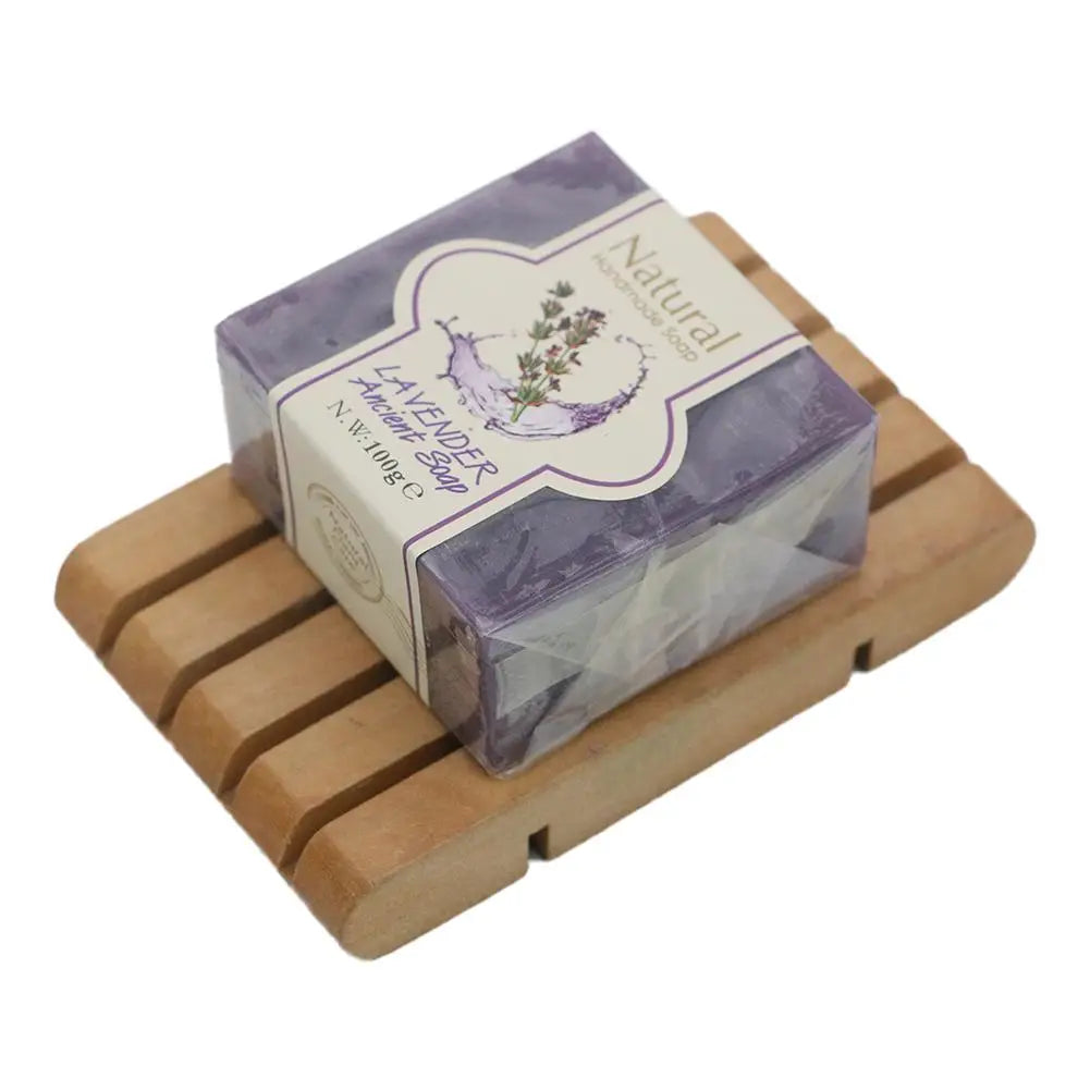 85g natural handmade soap Silcy Skin bamboo charcoal volcanic mud sea salt purple bar on tray on Tampa Home & Garden Store