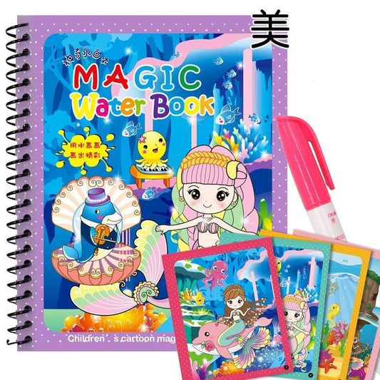 Stevvex Magic Water Book coloring set with pink magic pen and illustrated cards on Tampa Home & Garden Store
