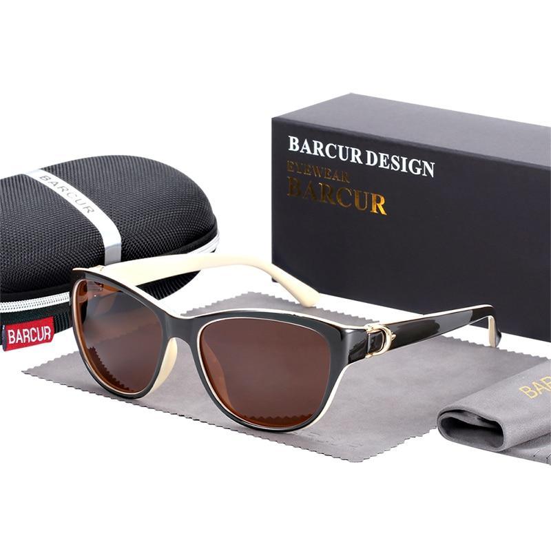 Barcur cat-eye sunglasses with gradient brown lenses, TR90 frame, case included on Tampa Home & Garden Store