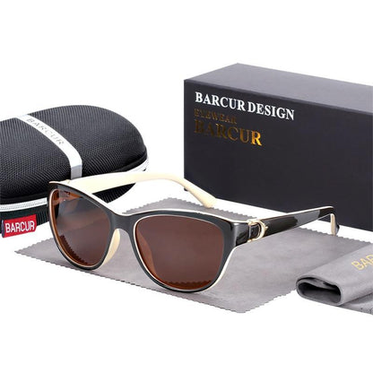 Barcur cat-eye sunglasses with gradient brown lenses, TR90 frame, case included on Tampa Home & Garden Store