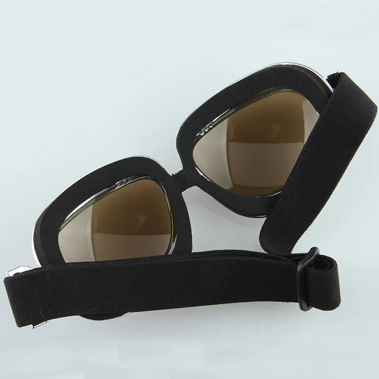 BikerZoneZ motorcycle goggles black frame brown lenses adjustable strap on Tampa Home & Garden Store