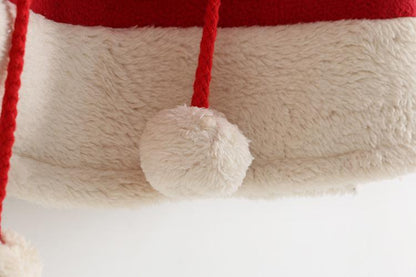 Stevvex baby Christmas parka with cream faux fur trim and red drawstring pom-pom on Tampa Home & Garden Store