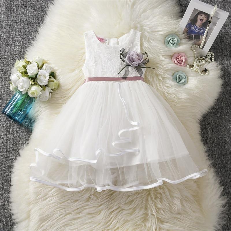 Stevvex white lace tulle toddler dress with pink sash and floral accent for girls 1–6 years on Tampa Home & Garden Store