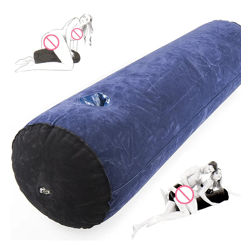 Inflatable wedge pillow blue plush cover by UpTrend Deals for adjustable support on Tampa Home & Garden Store