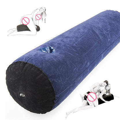 Inflatable wedge pillow blue plush cover by UpTrend Deals for adjustable support on Tampa Home & Garden Store