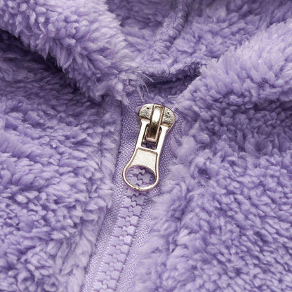 Stevvex lavender fleece baby romper hooded zip-front solid one-piece infant outerwear on Tampa Home & Garden Store