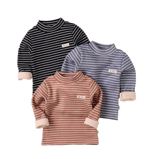 Toddler striped knit sweaters, 3-pack by Stevvex in black blue brown with rib cuffs on Tampa Home & Garden Store