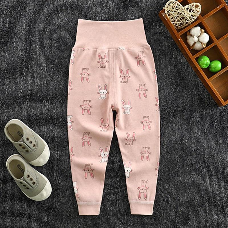 Baby pants long trousers pink with bunny print, soft cotton, wide elastic waistband on Tampa Home & Garden Store