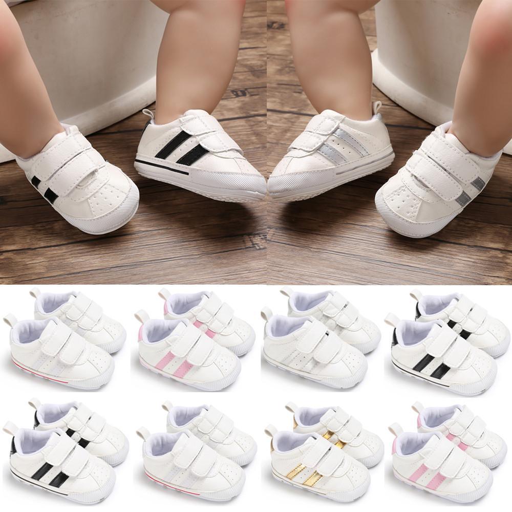 Stevvex unisex white leather baby sneakers with triple Velcro straps and non-slip soles on Tampa Home & Garden Store