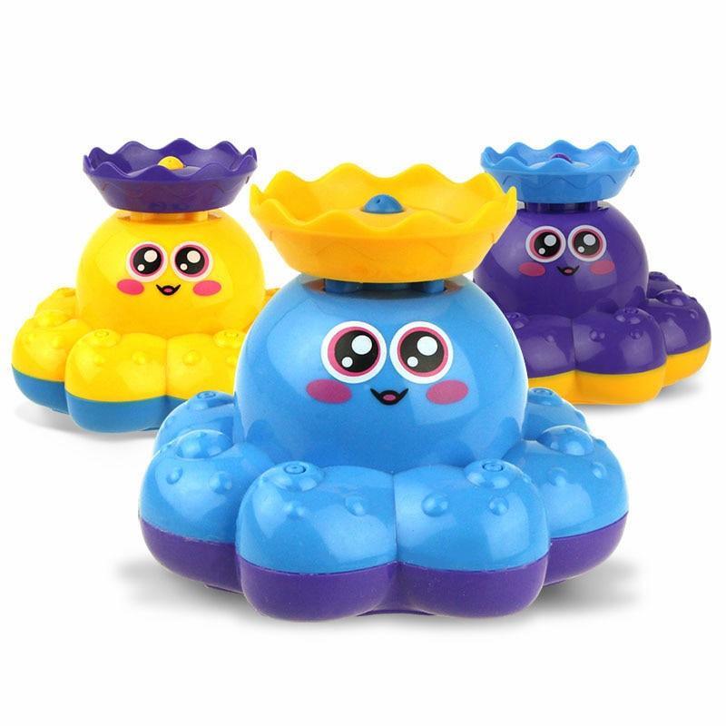 Stevvex bath toy set blue rotating water-spraying octopus boat for infant bath on Tampa Home & Garden Store