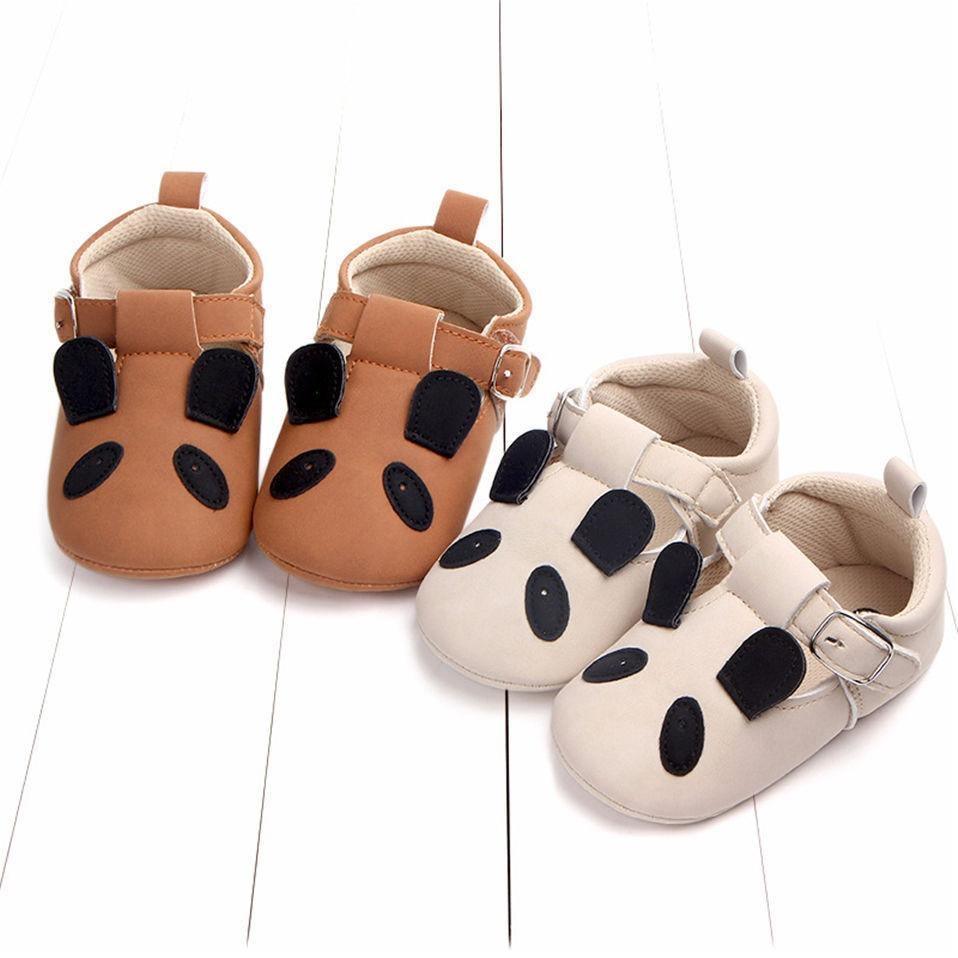 Stevvex baby first walker shoes panda face design, tan brown and cream colors, 2 pairs on Tampa Home & Garden Store