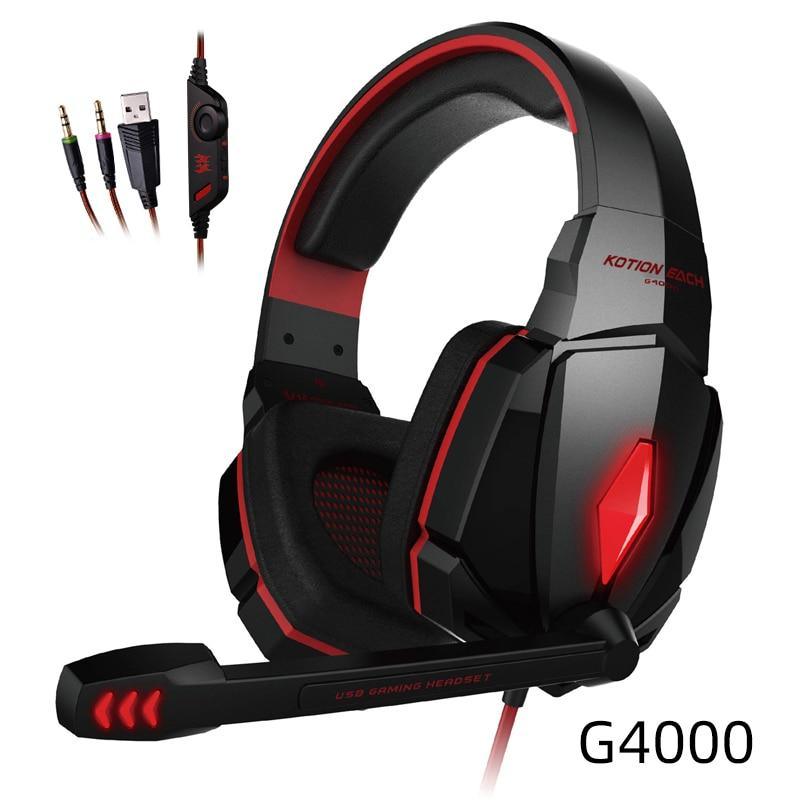 Stevvex ST10S4229HLI over-ear wired gaming headset with red LED accents, deep bass stereo for PC on Tampa Home & Garden Store