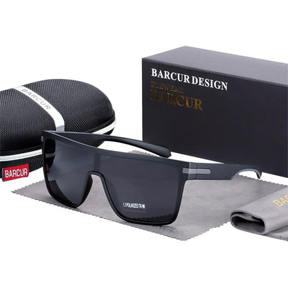 Barcur oversized polarized square sunglasses with UV400, driving style, black case on Tampa Home & Garden Store