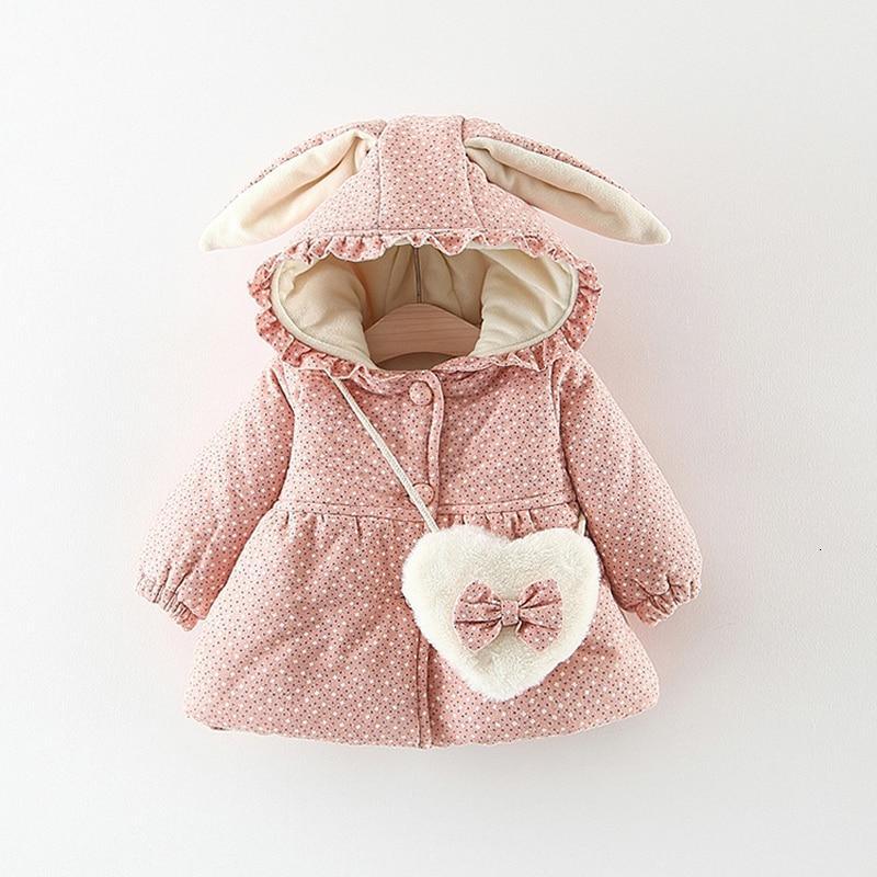 Stevvex pink dotted hooded cotton-padded jacket for newborn girls with bunny ears on Tampa Home & Garden Store