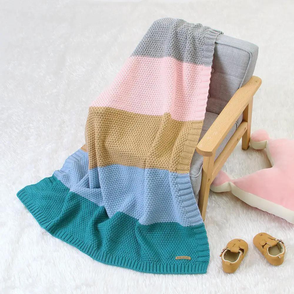 Knitted Baby Blanket Swaddle Wrap for Stroller