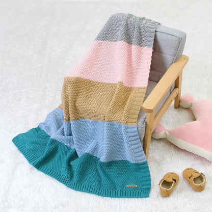 Knitted Baby Blanket Swaddle Wrap for Stroller
