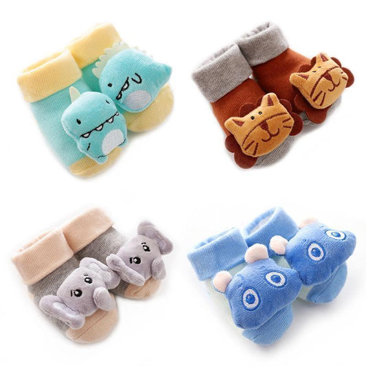 Cartoon baby non-slip cotton socks set of 4 by Stevvex with dino cat koala bear designs on Tampa Home & Garden Store