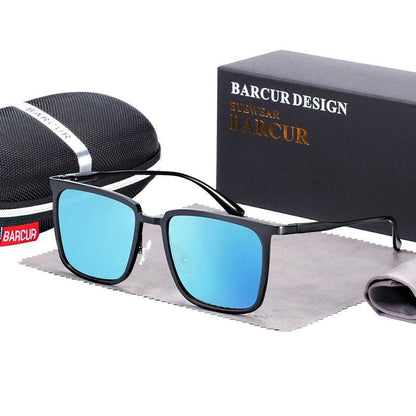 Elegant polarized square sunglasses with aluminum–magnesium frame blue lenses Barcur case on Tampa Home & Garden Store