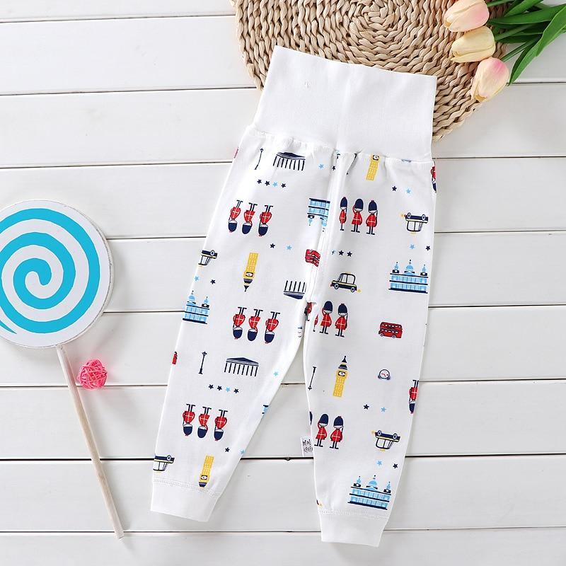 Stevvex cotton infant pants high waist leggings for babies with London print on white on Tampa Home & Garden Store