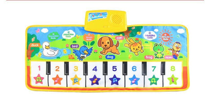 Stevvex educational baby musical mat toy with colorful animal piano keys, yellow border on Tampa Home & Garden Store