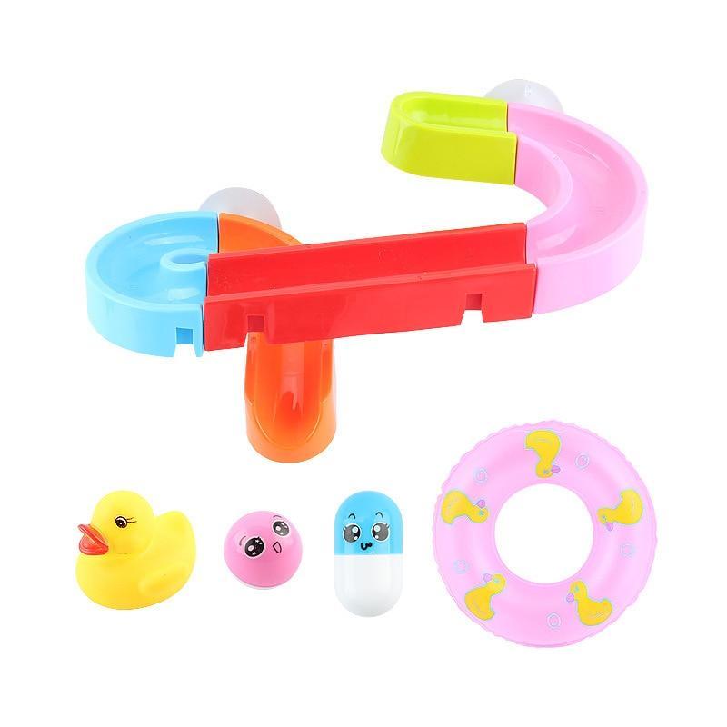 Bath toys Stevvex suction-cup marble race orbit track with bright colors and mini figures on Tampa Home & Garden Store