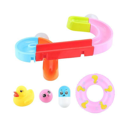 Bath toys Stevvex suction-cup marble race orbit track with bright colors and mini figures on Tampa Home & Garden Store