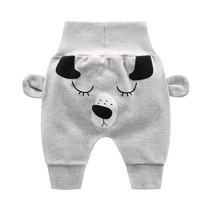 Baby pants long with cartoon animal face print, gray knit fabric, Stevvex on Tampa Home & Garden Store