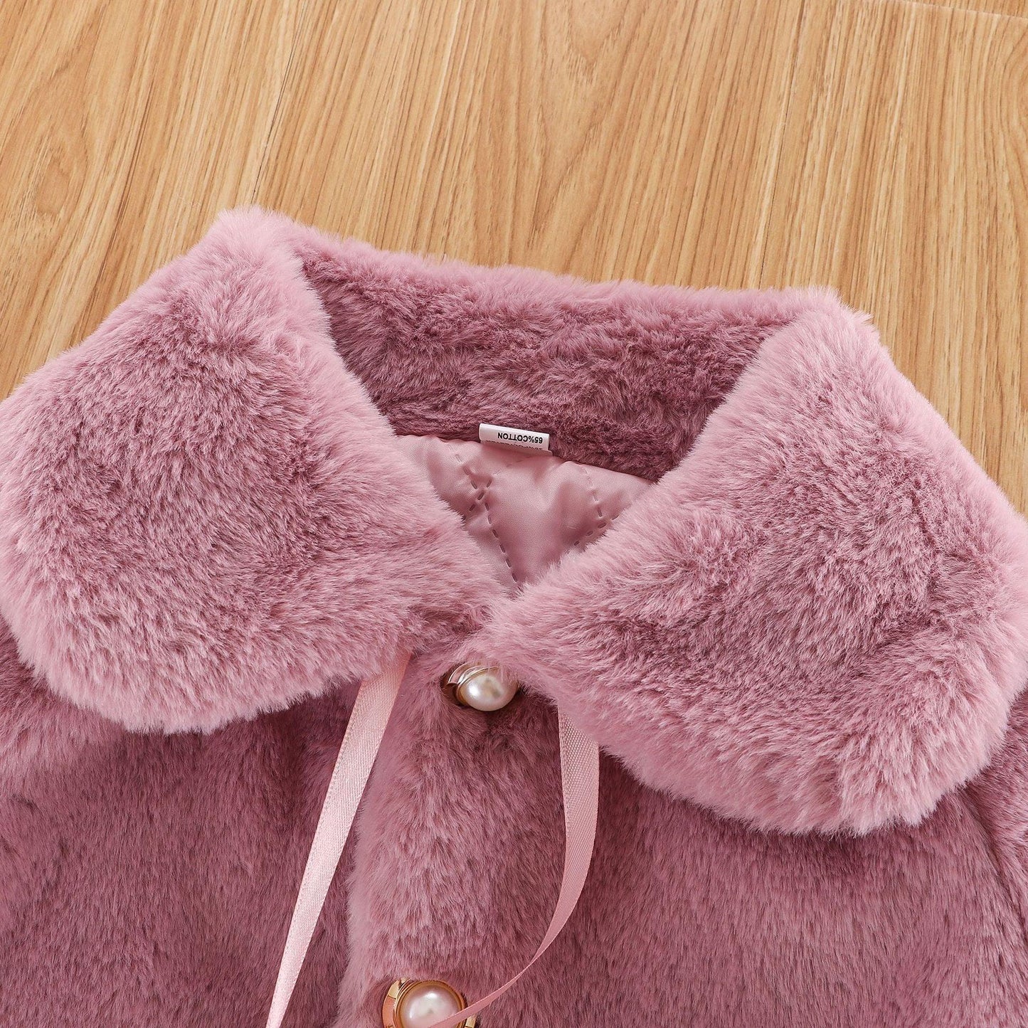 New luxury pink baby fur cloak jacket Stevvex coat with pink ribbon belt on Tampa Home & Garden Store