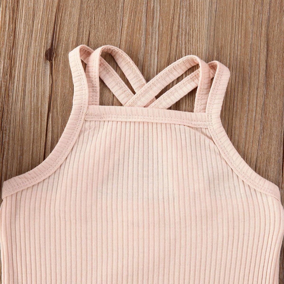 Stevvex pink ribbed cotton baby romper with crossed back straps on Tampa Home & Garden Store