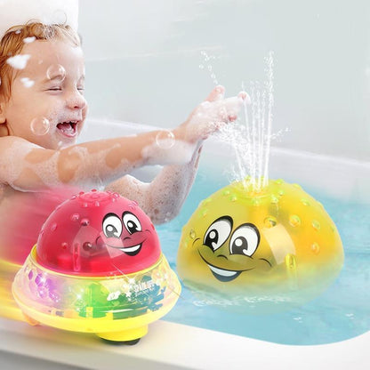 Stevvex bath toy two: pink and yellow LED water-spray rotating toys for toddlers on Tampa Home & Garden Store
