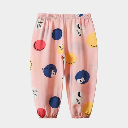 Stevvex baby pajama pants pink with circle prints, elastic waist and cuffed ankles on Tampa Home & Garden Store