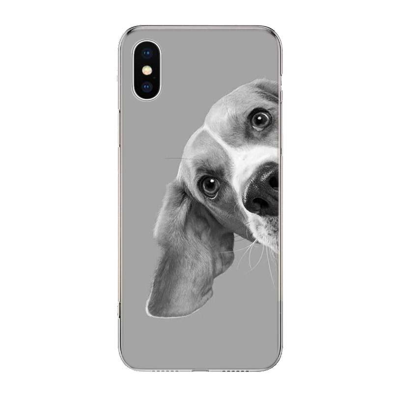 Stevvex Beagle dog hard case for iPhone with grayscale Beagle face on gray background on Tampa Home & Garden Store
