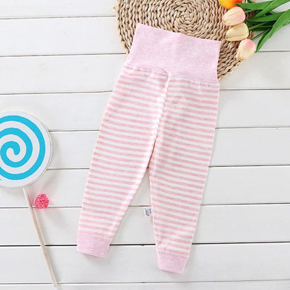 Stevvex baby pants cotton pink striped infant leggings with high-waist ribbed waistband on Tampa Home & Garden Store