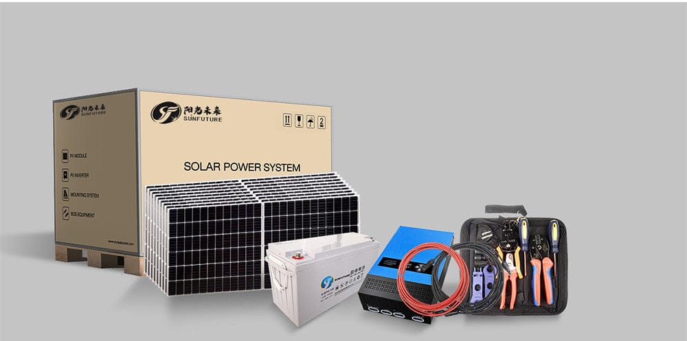 SUNFUTURE 1000W solar panel off-grid power system with panels, battery and inverter toolkit on Tampa Home & Garden Store