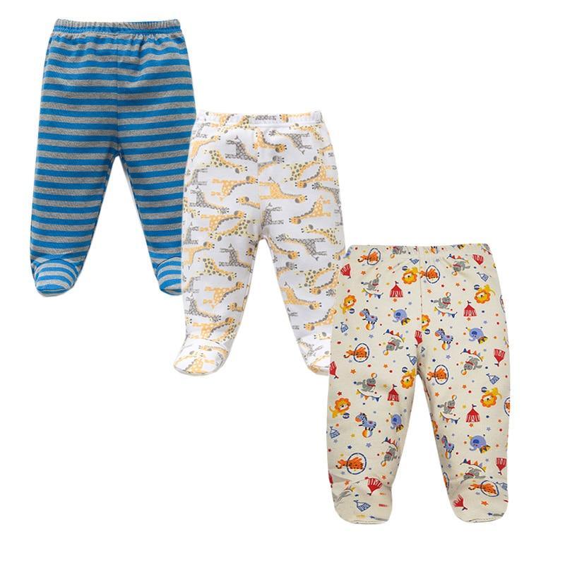 Stevvex 3pcs baby pants set 100% cotton unisex blue striped, giraffe print, animal print on Tampa Home & Garden Store