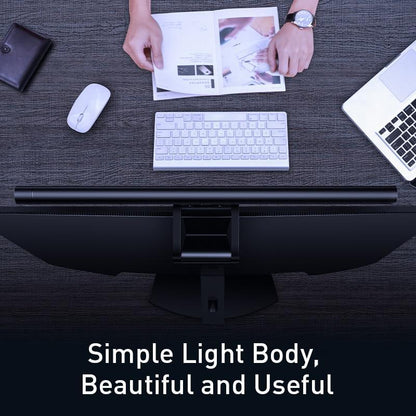 Stevvex Screenbar LED Desk Lamp in black mounted on monitor for LCD, office study light on Tampa Home & Garden Store