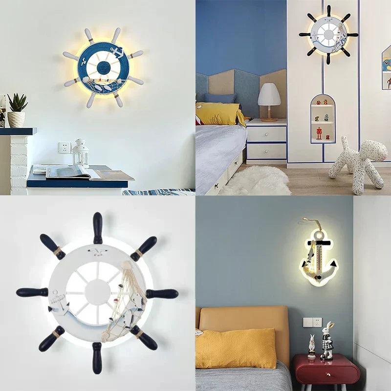 Kids Led Ship Rudder Wall Light