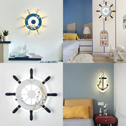 Kids Led Ship Rudder Wall Light