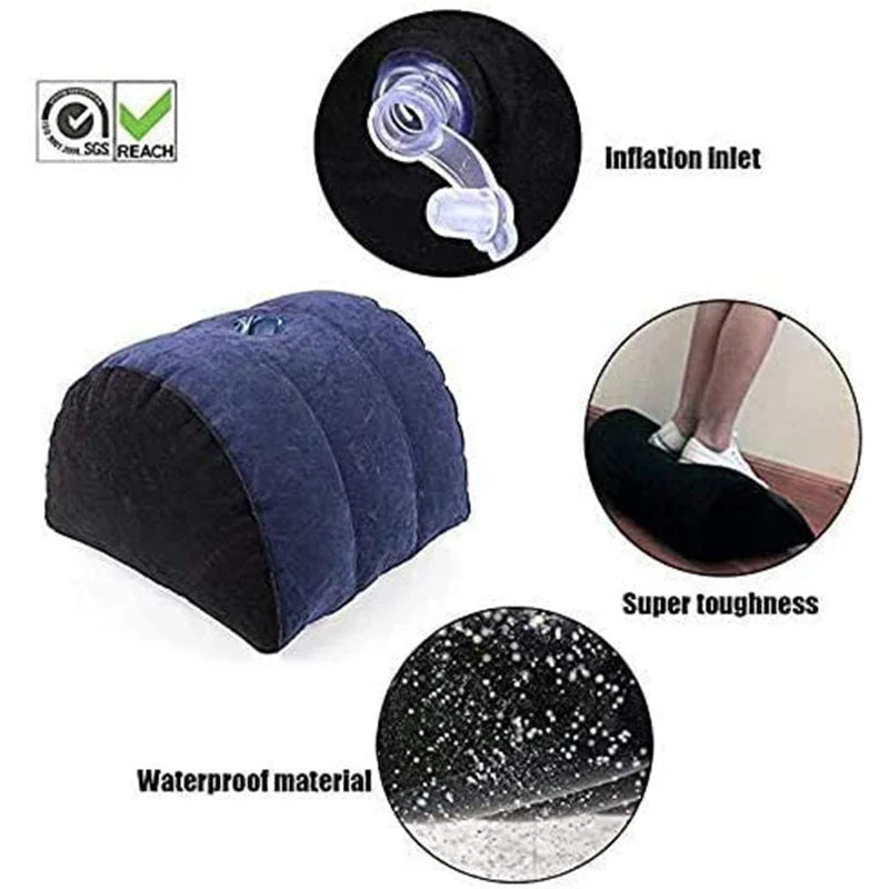 Inflatable wedge pillow UpTrend Deals blue fabric adjustable support cushion on Tampa Home & Garden Store