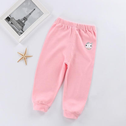 Baby winter pants Stevvex pink cotton trousers with elastic waist and cuffs, cute embroidery on Tampa Home & Garden Store