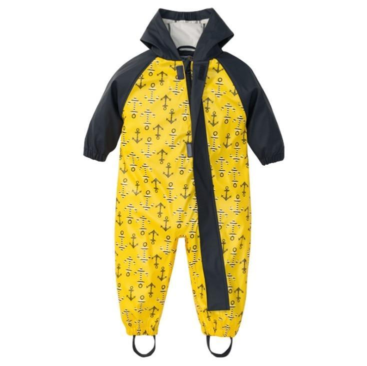 Stevvex kids ski suit with yellow anchor print navy sleeves hood waterproof fleece on Tampa Home & Garden Store
