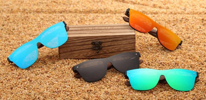 Wooden sunglasses set of 4 polarized bamboo frames by Stevvex with UV400 protection on Tampa Home & Garden Store