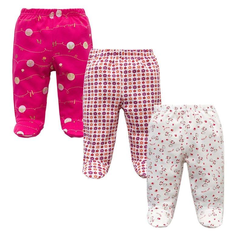 Stevvex 3-piece baby pants set, 100% cotton unisex casual bottoms in pink and white prints on Tampa Home & Garden Store