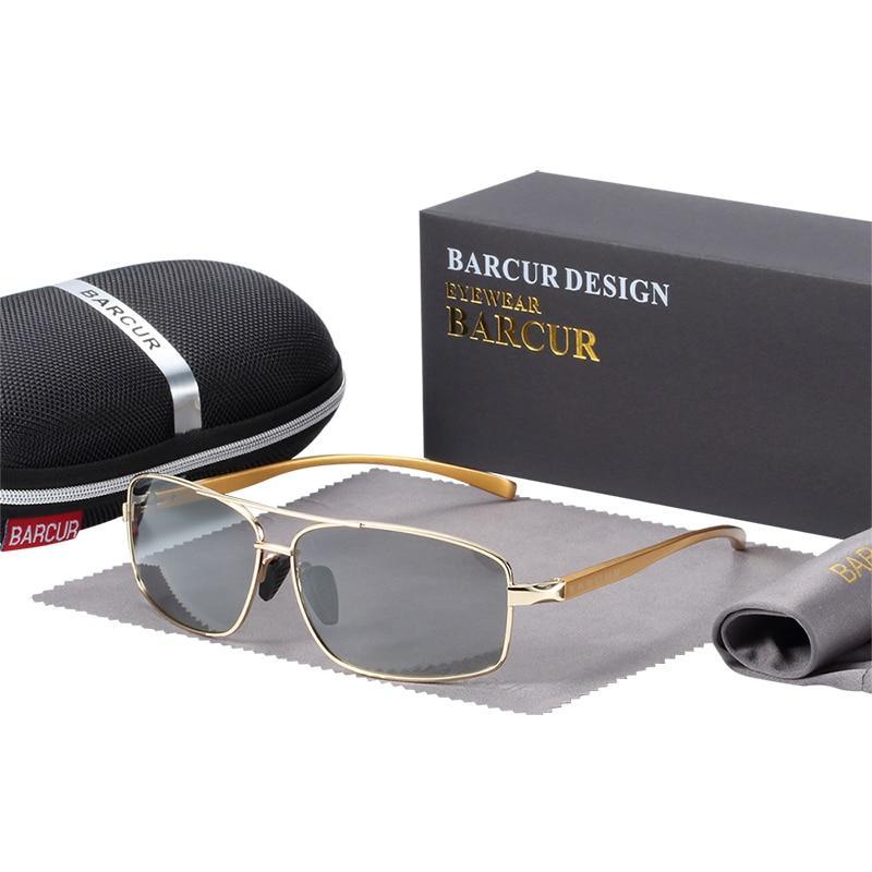 Stevvex Barcur gold-framed rectangle polarized sunglasses gray lenses UV400 driving glasses on Tampa Home & Garden Store