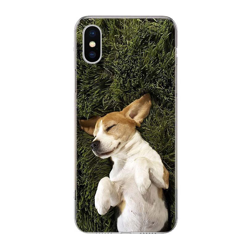 Beagle dog hard phone case Stevvex with sleeping puppy on green grass for iPhone on Tampa Home & Garden Store